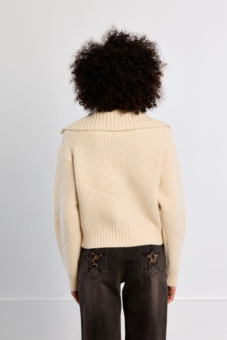DOUBLE-ZIP KNITTED CARDIGAN
