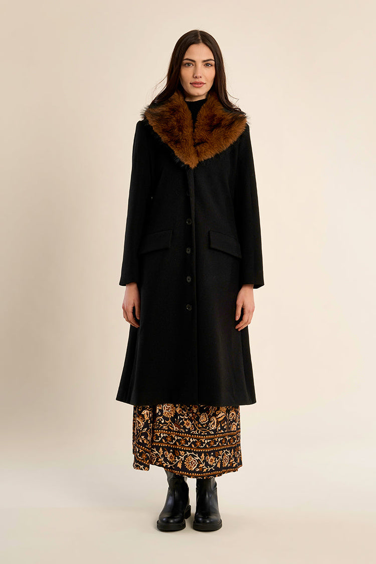 BLACK COAT W/ FUR