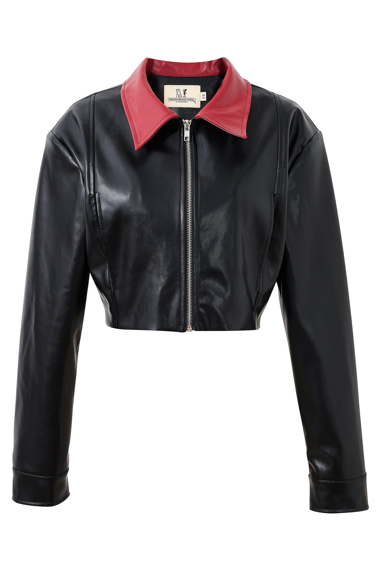 PLANT LEATHER CROPPED JACKET