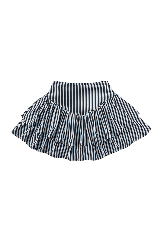 BLUE STRIPE RUFFLE SKORT