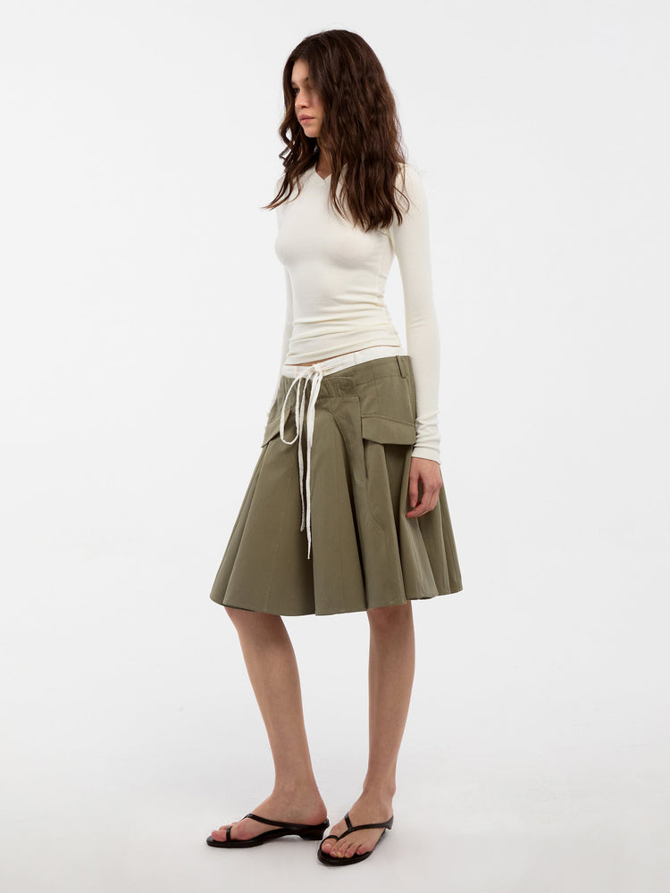 LACE TRIM DRAWSTRING SKIRT