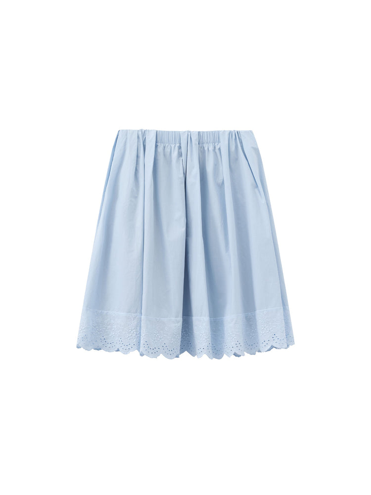 EMBROIDERED COTTON MIDI SKIRT