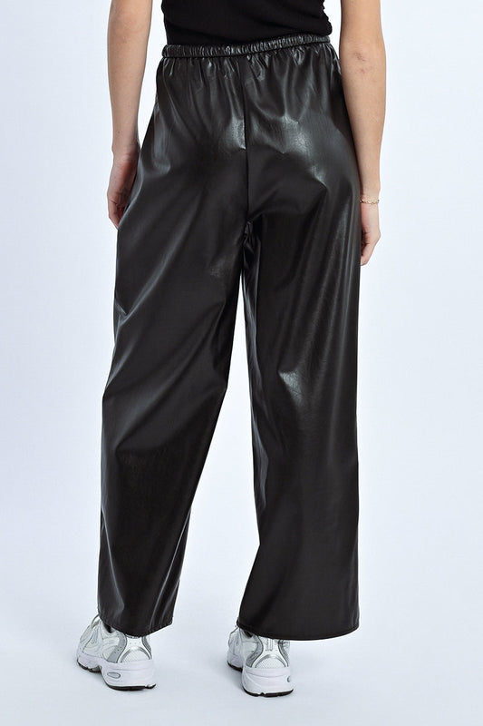 FAUX LEATHER BAGGY PANT