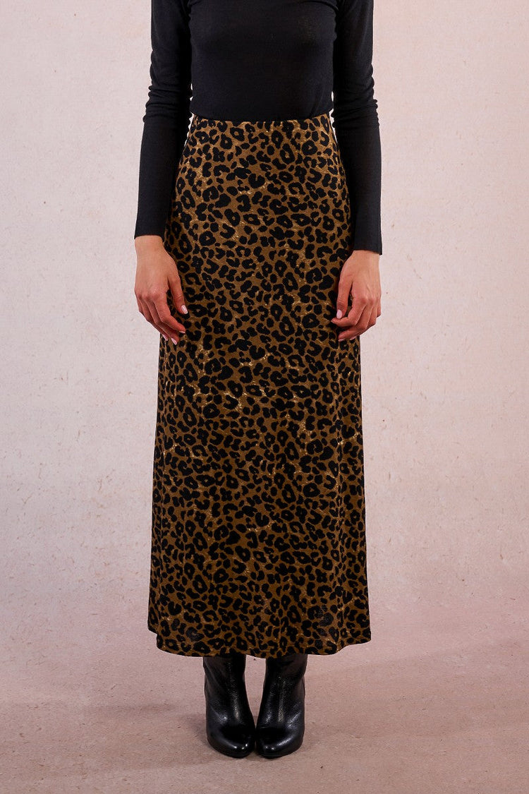 LEOPARD MIDI SKIRT