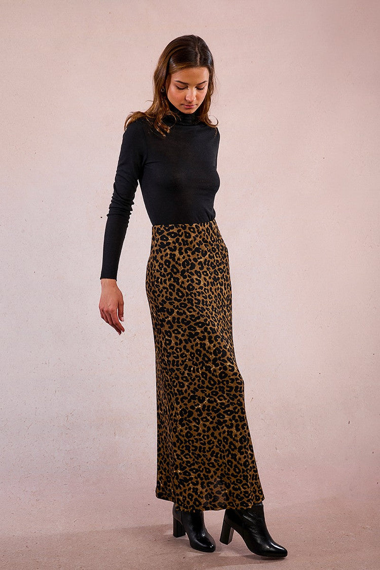 LEOPARD MIDI SKIRT