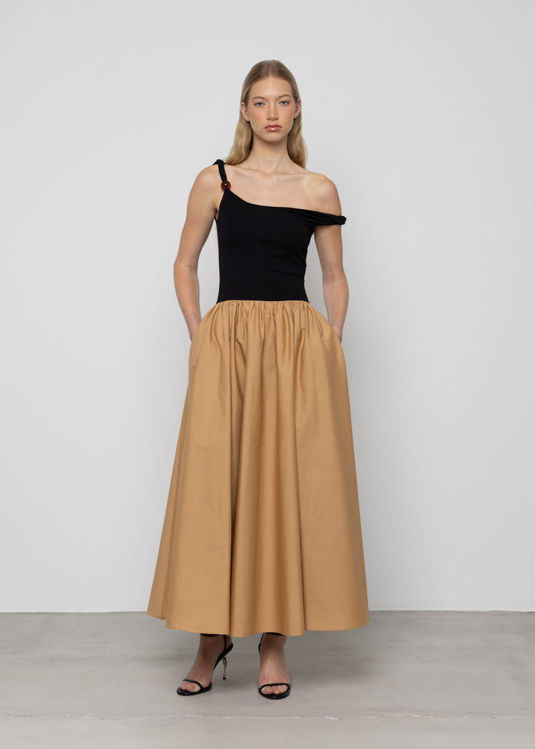 ASYMMETRIC CONTRAST DRESS