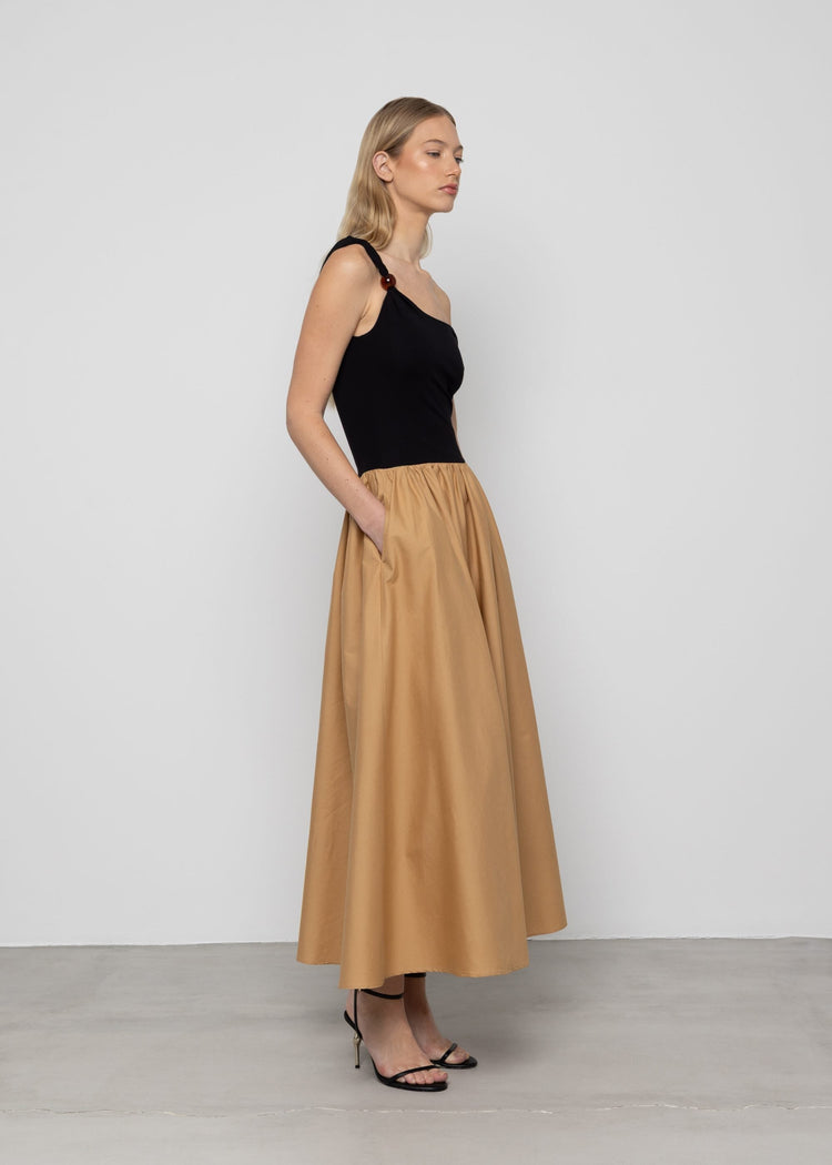 ASYMMETRIC CONTRAST DRESS