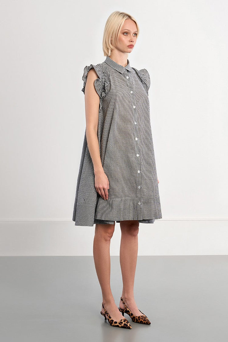 GINGHAM SHIRT DRESS