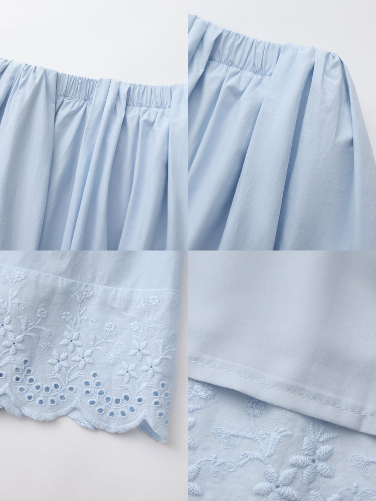 EMBROIDERED COTTON MIDI SKIRT
