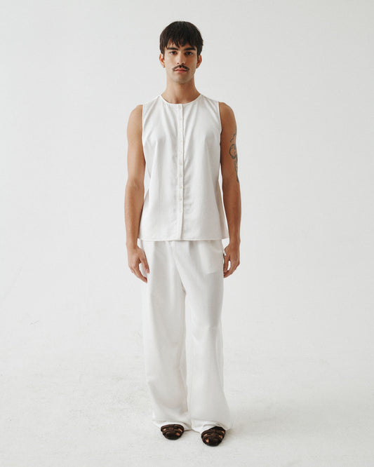 SATIN LINEN SIDE TIE PANT