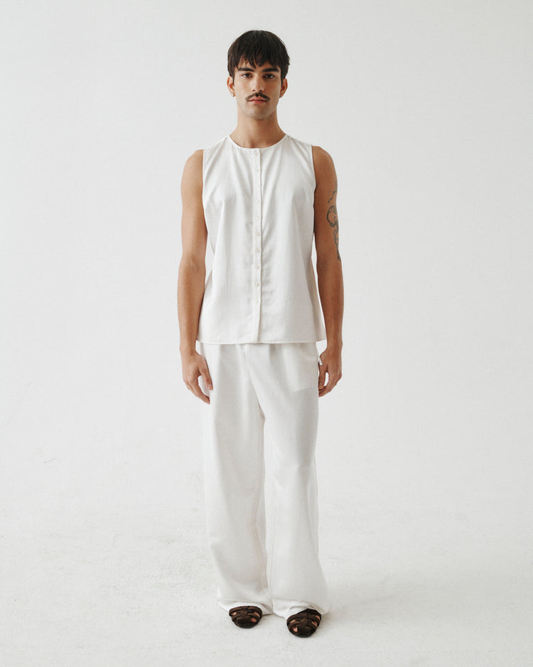 SATIN LINEN SIDE TIE PANT