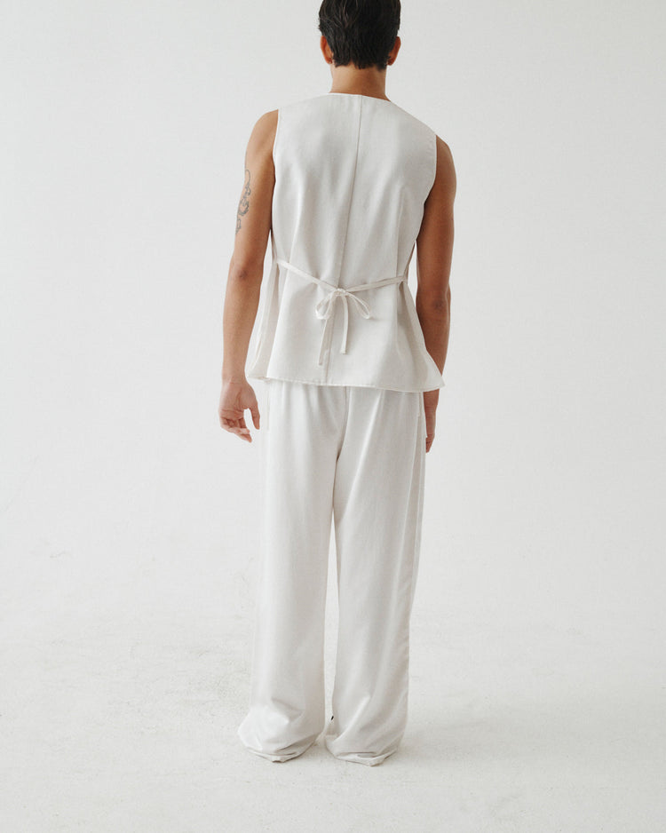 SATIN LINEN SIDE TIE PANT