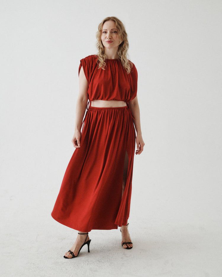DRAPED DRAWSTRING CROP TOP