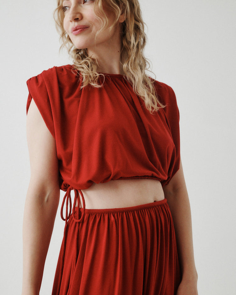 DRAPED DRAWSTRING CROP TOP