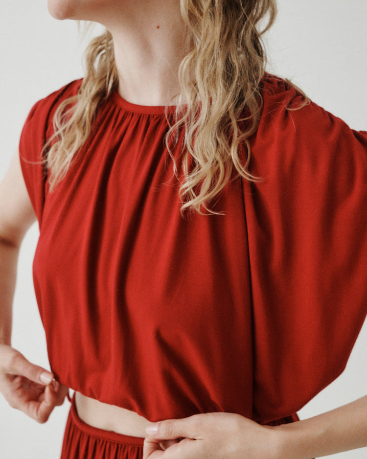 DRAPED DRAWSTRING CROP TOP
