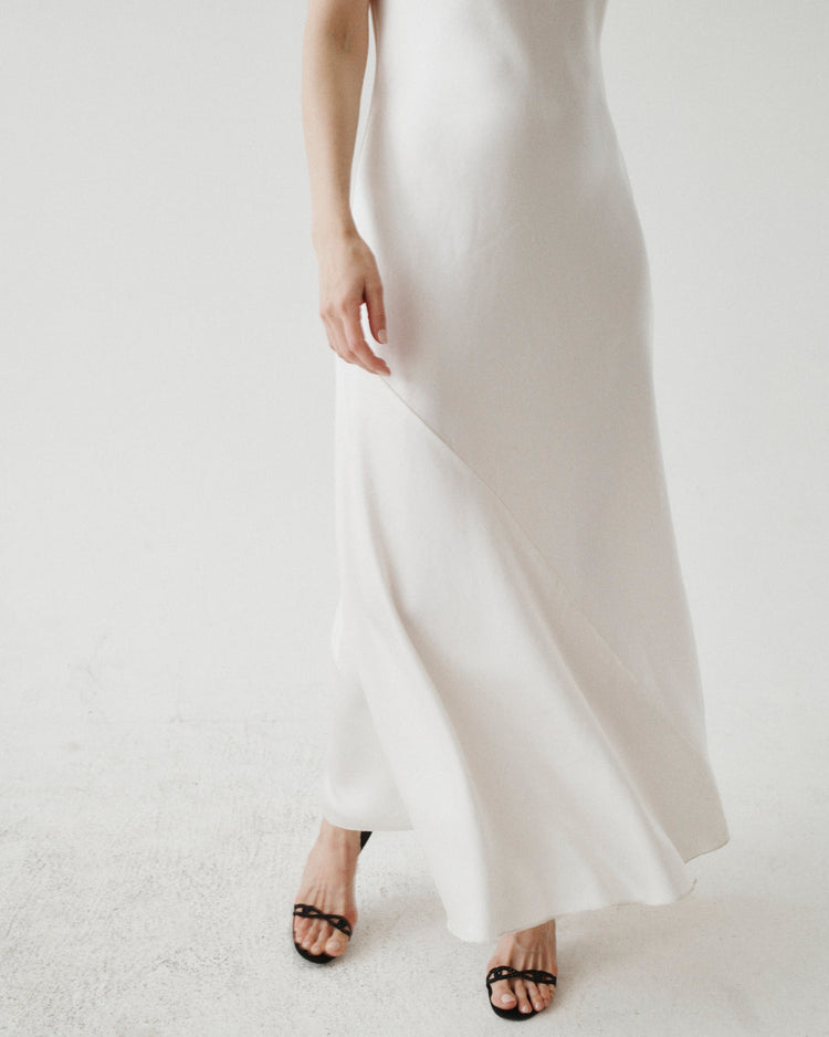 SATIN LINEN WATERFALL DRESS