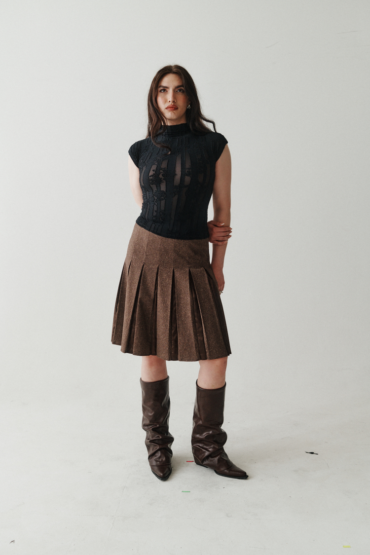 FLORAL PANEL MOCK NECK