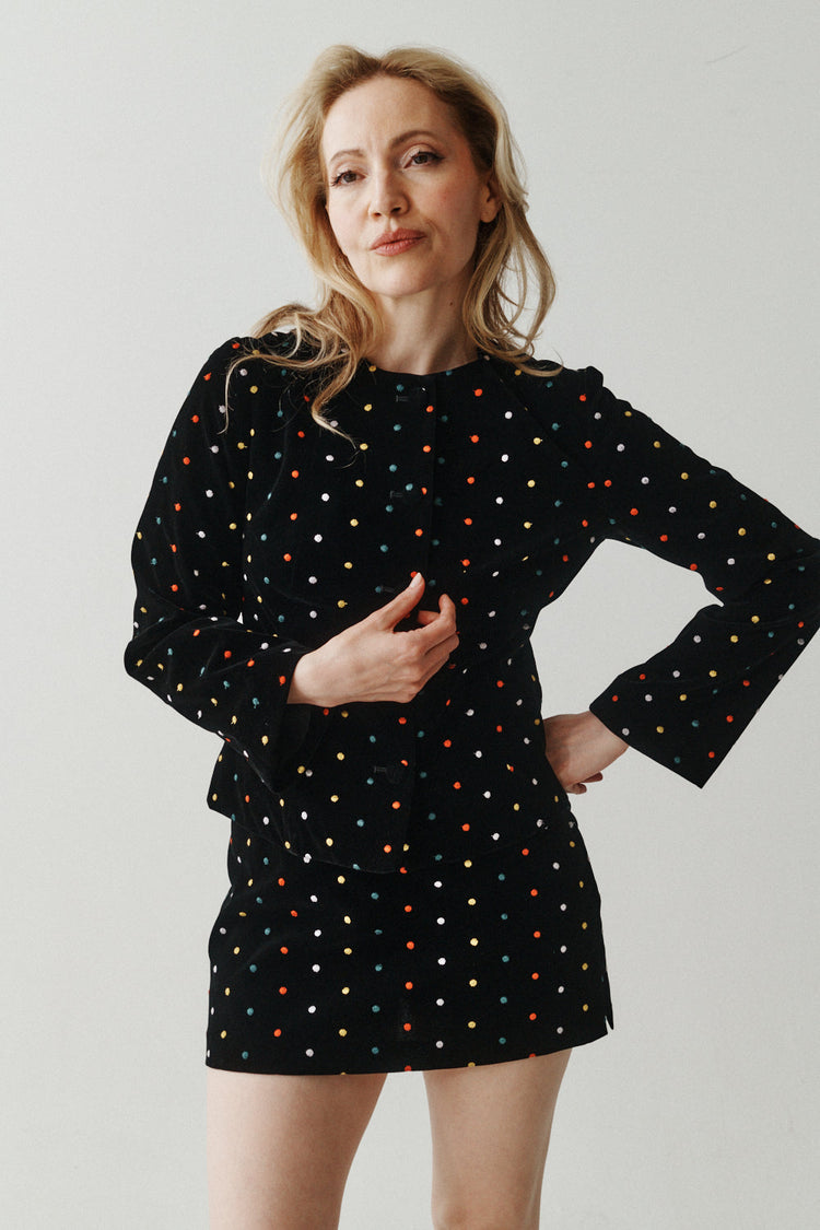 POLKA DOT VELVET JACKET