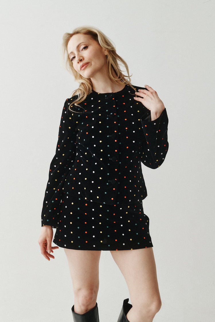 POLKA DOT VELVET SKORT