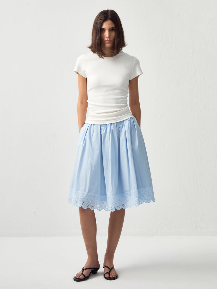 EMBROIDERED COTTON MIDI SKIRT
