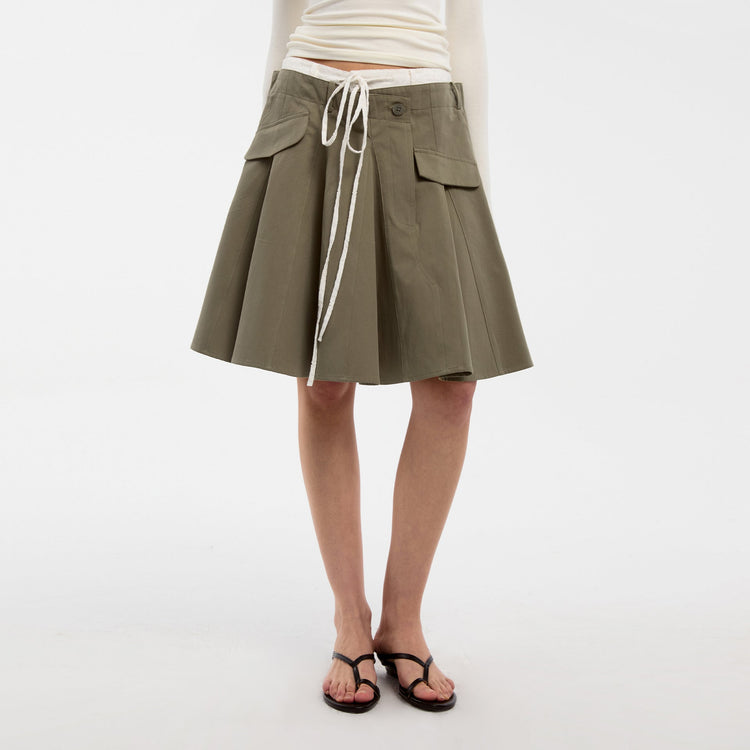 LACE TRIM DRAWSTRING SKIRT