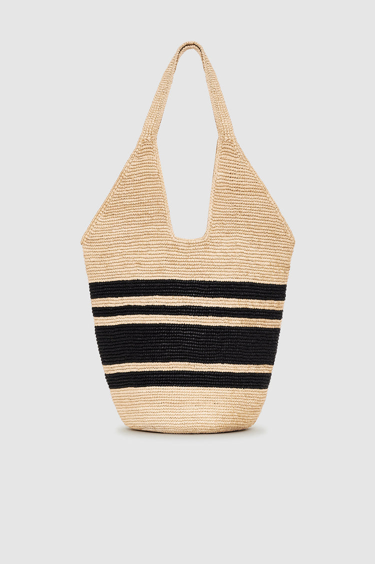 LEAH STRIPES HOBO BLACK/NATURAL