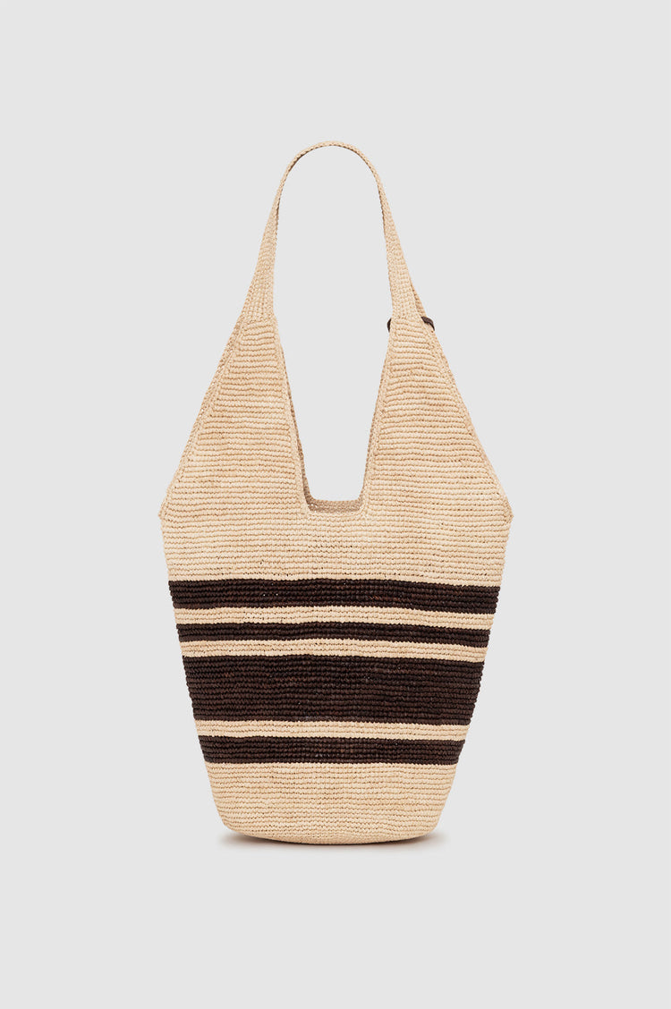 LEAH STRIPES HOBO BROWN/NATURAL