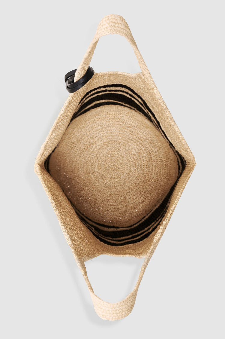LEAH STRIPES HOBO BLACK/NATURAL