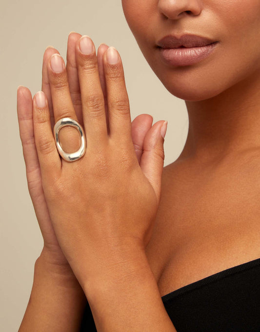 LARGE OVAL RING SILVER