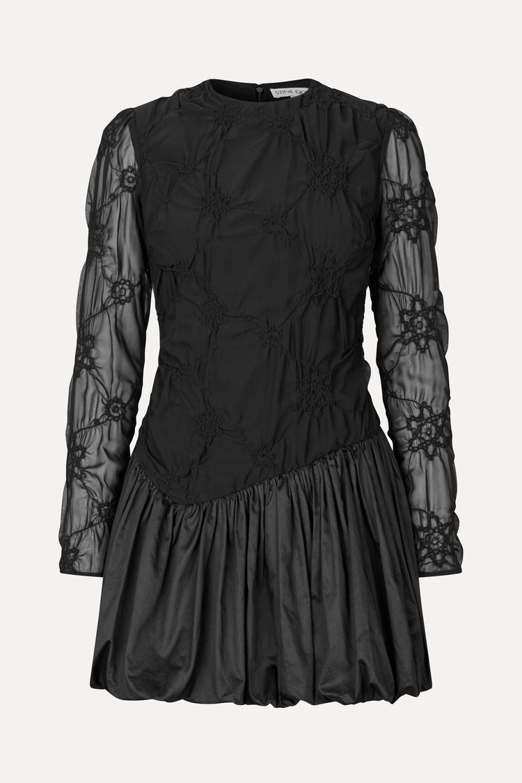 SMOCKED FLOWERS MINI DRESS