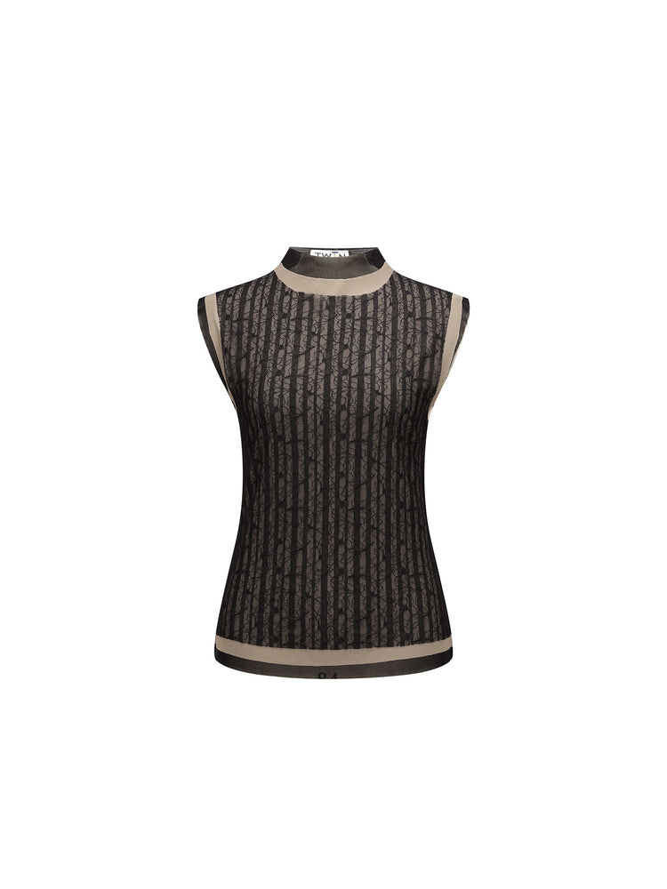 LAYERED LACE MOCK NECK