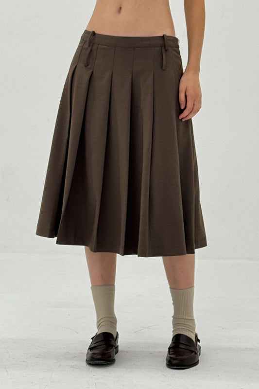 SIDE ZIPPER PLEATED SKIRT