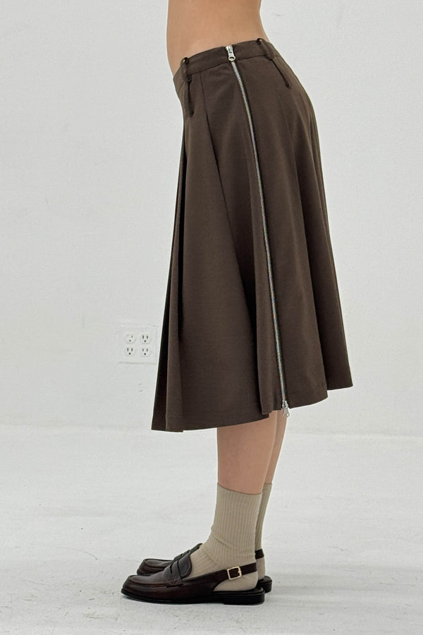 SIDE ZIPPER PLEATED SKIRT