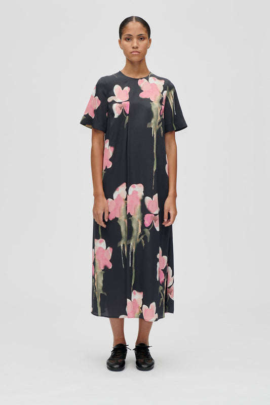 MELTING FLOWERS MIDI DRESS
