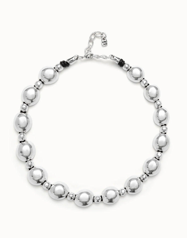 MIXED BEADED NECKLACE SILVER