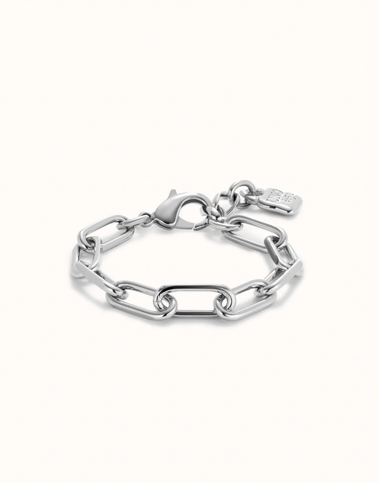 PAPER CLIP BRACELET WITH PADLOCK SILVER