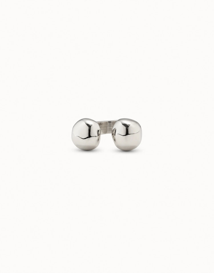 OPEN RING TWO BEADS SILVER