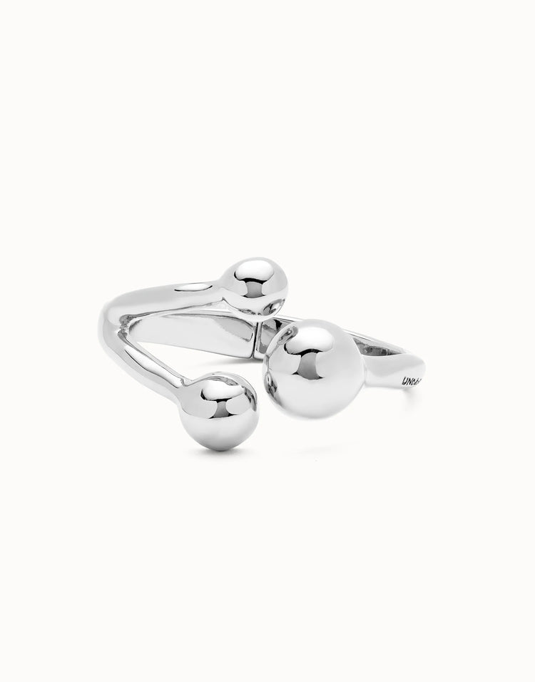 CUFF BRACELET THREE BEADS SILVER