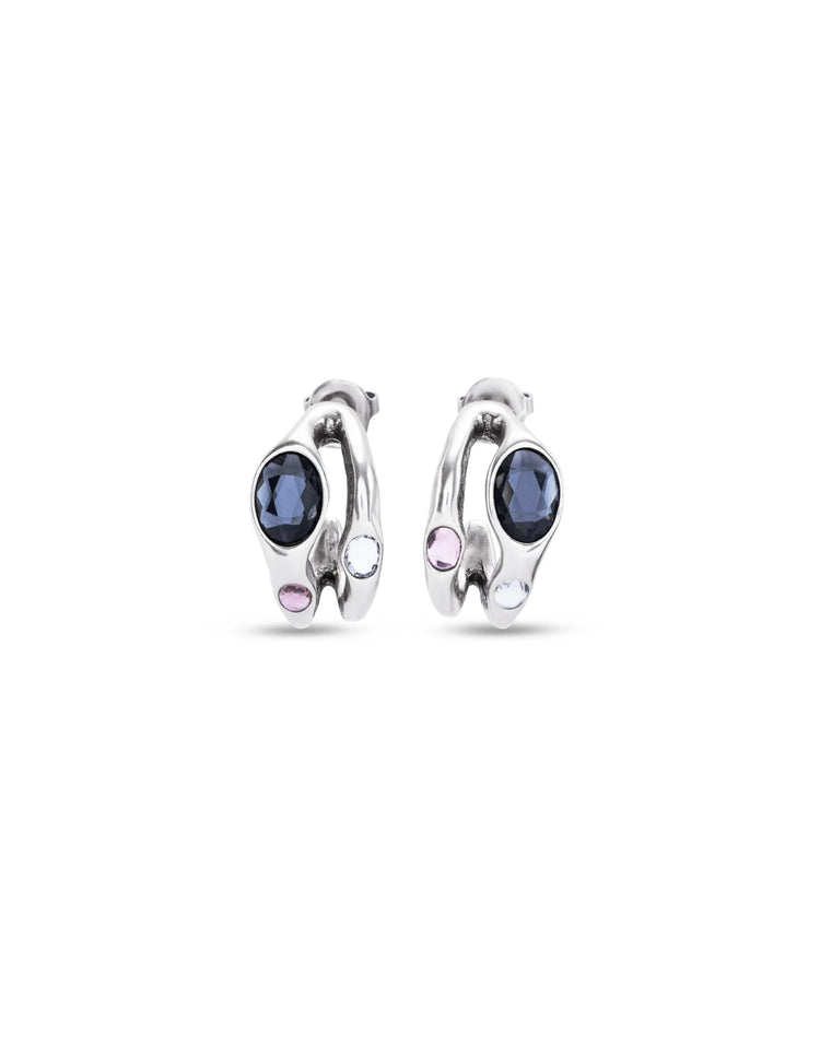 Hoop earrings multicolor crystal silver