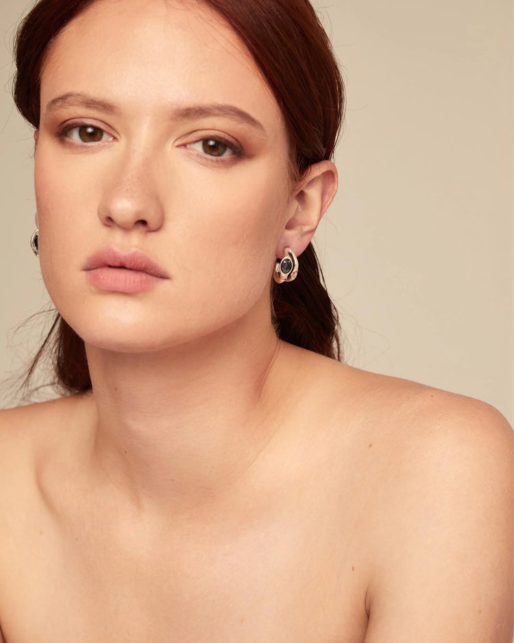 Hoop earrings multicolor crystal silver