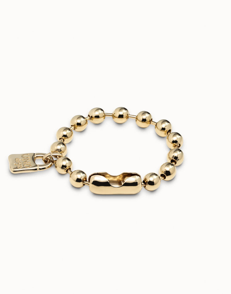 Beaded bracelet padlock gold