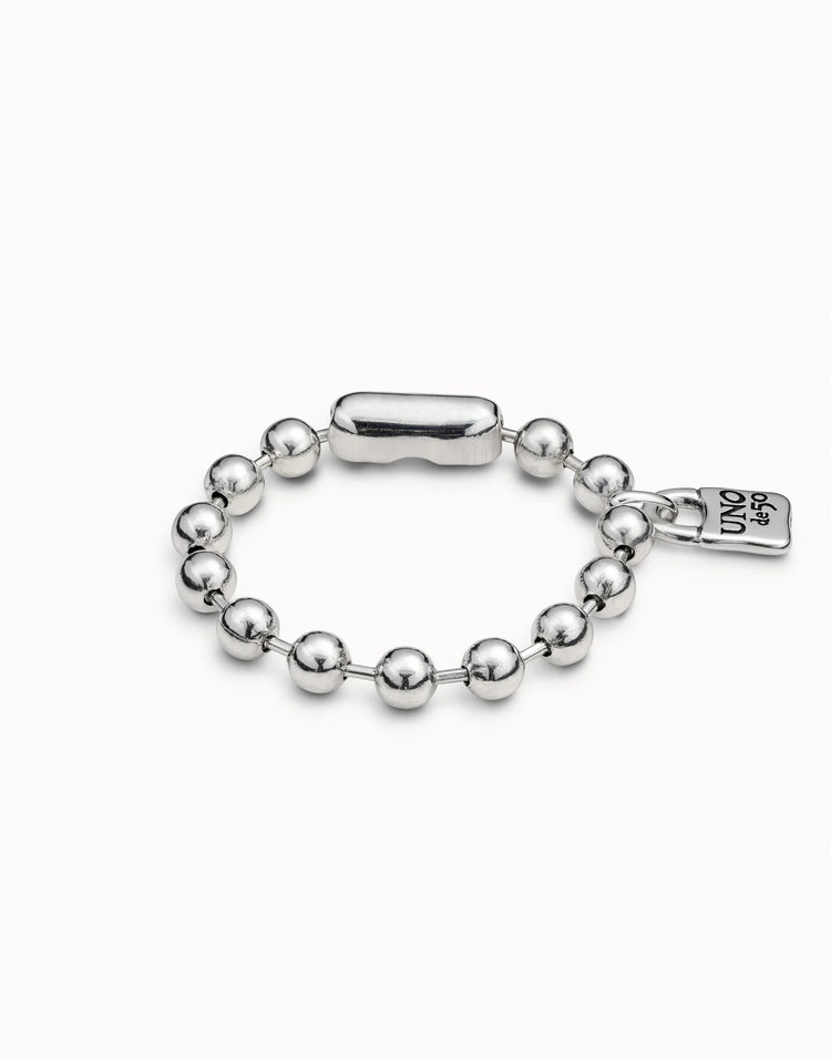 Beaded bracelet padlock silver