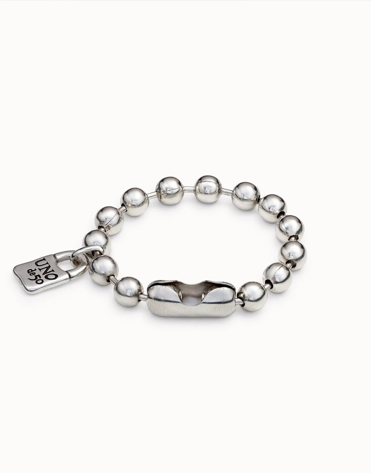 Beaded bracelet padlock silver