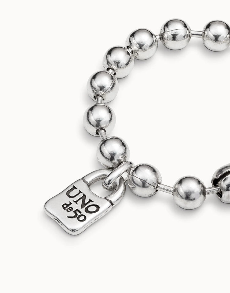 Beaded bracelet padlock silver