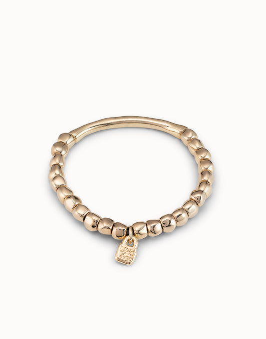 Beaded stretch tubular bracelet gold