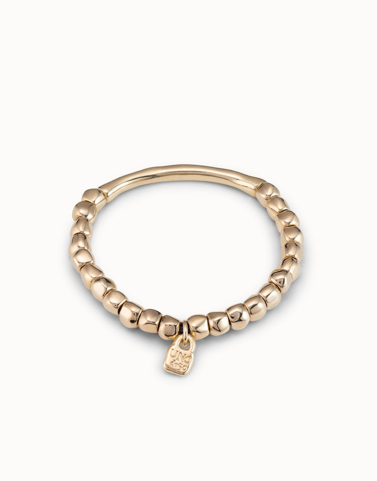Beaded stretch tubular bracelet gold