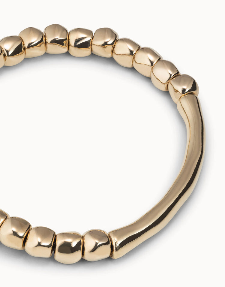 Beaded stretch tubular bracelet gold