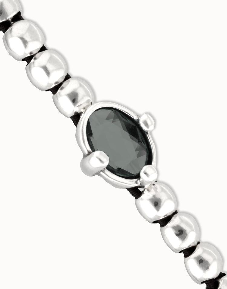 BEADED BRACELET WITH BLACK CRYSTAL