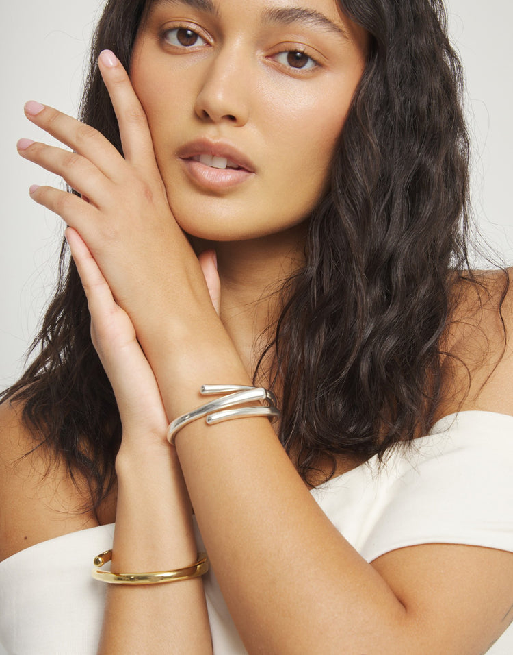 Bangle bracelet intertwined SILVER