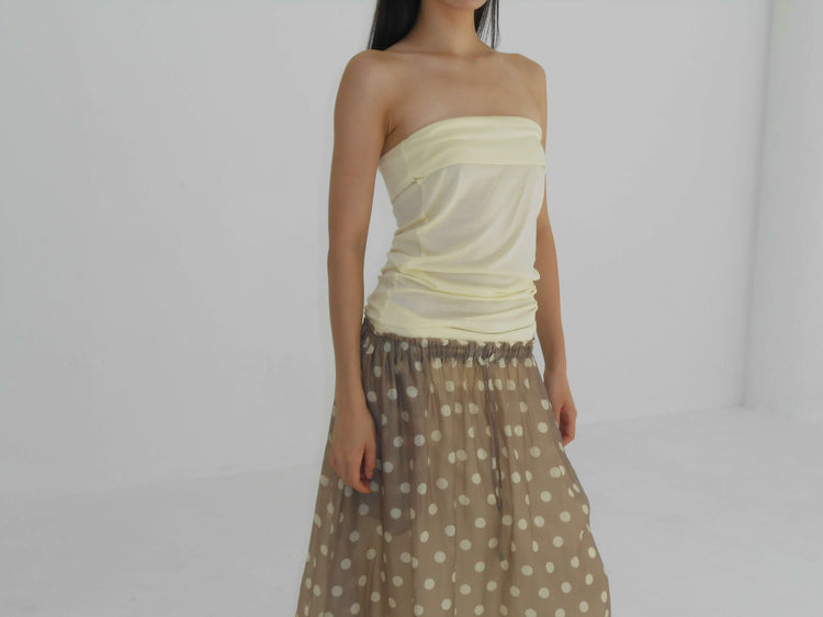 RUCHED POLKA DOT SKIRT